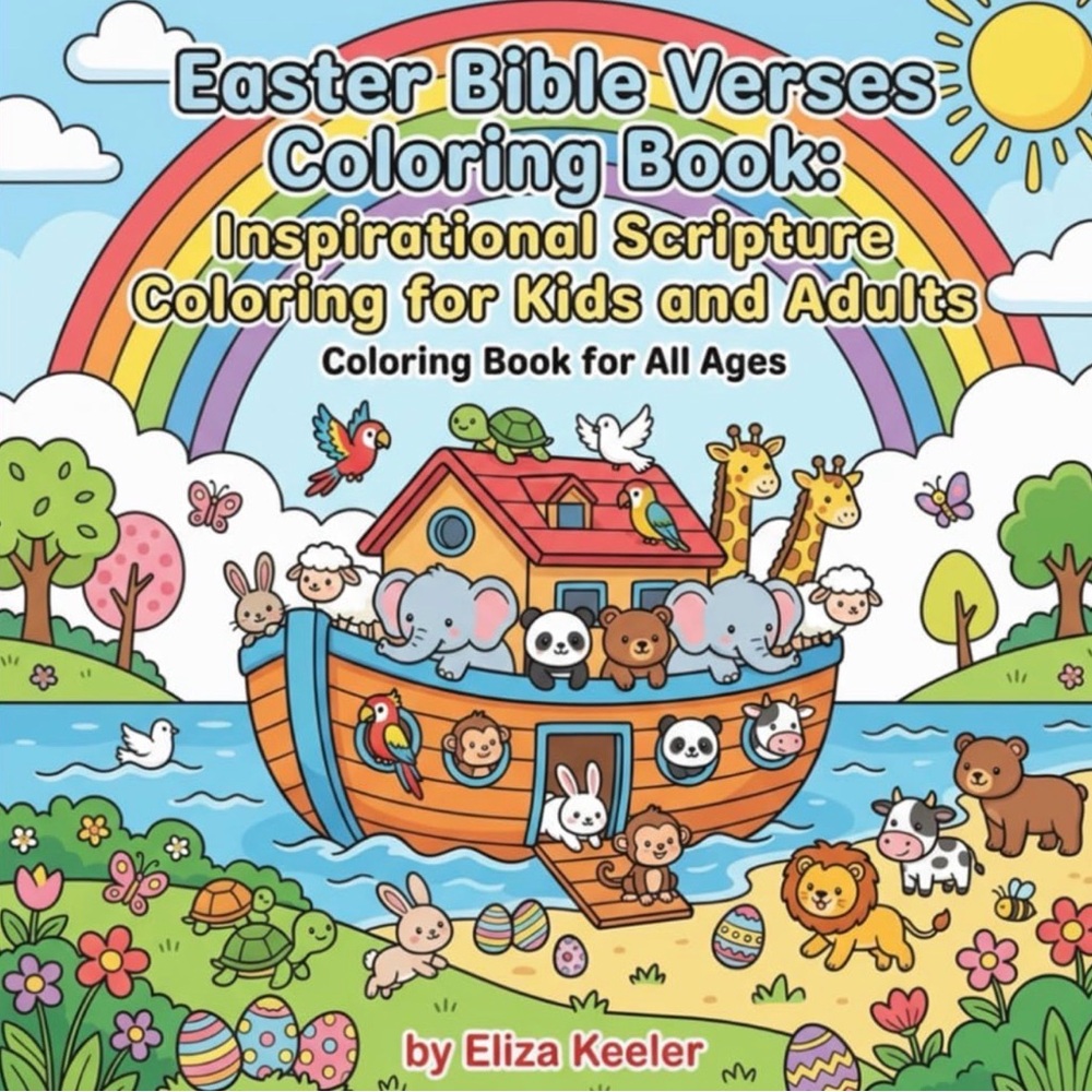 Easter Bible Verses Coloring Book - Bright Rainbow Art, perfect Easter gift
